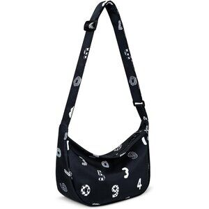 Small Sling Crossbody Black-digit Bag Women Men Mini Crescent Nylon Bag Zippers